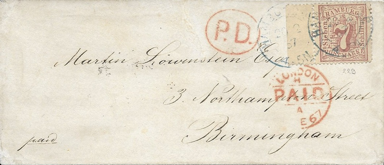 Als Randstück auf Briefen selten zu finden. Der linke Brief mit frühem Datum vom April 1865