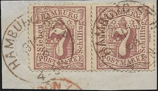 Stadtpoststempel in braunroter Farbe