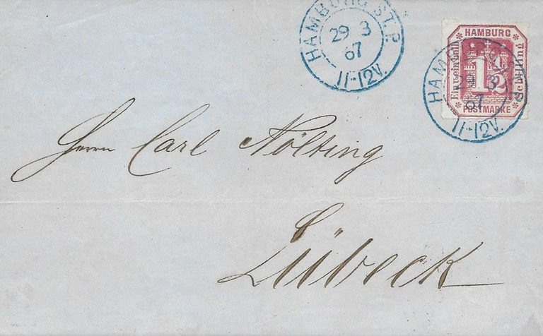 Post nach Lübeck - 1 1/2 Schilling ab Oktober 1865