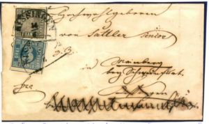 4.Der „Schweinfurt-Fund“. Privatbrief. 17.Sem-Auktion 2002, Ausruf 18.000, Zuschlag 33.000 Euro. Jetzt im Postmuseum Nürnberg.