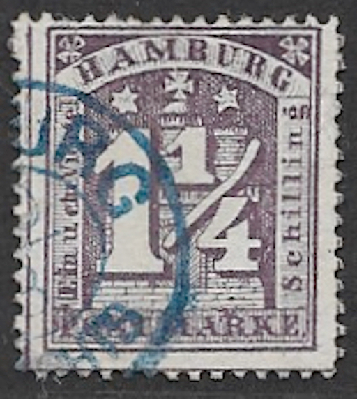 Entwertung mit Doppelkreisstempel HAMBURG/NACHTS des Hannoverschen Postamtes in Hamburg. Nach Aussage der Hamburg-Expertin und langjährigen Prüferin Gertraud Lange „vielleicht ein Unikat“!