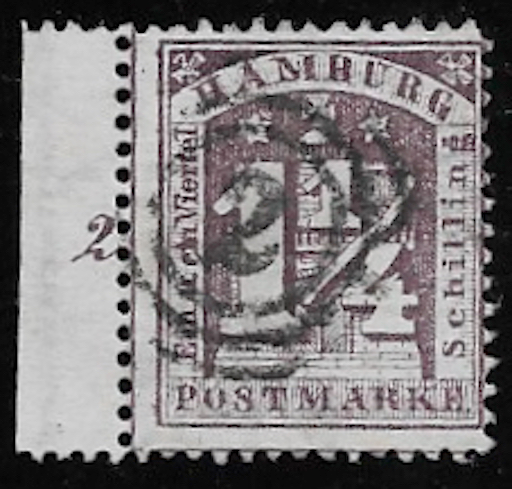 Mi.Nr.12 I Randstück mit Reihenzahl