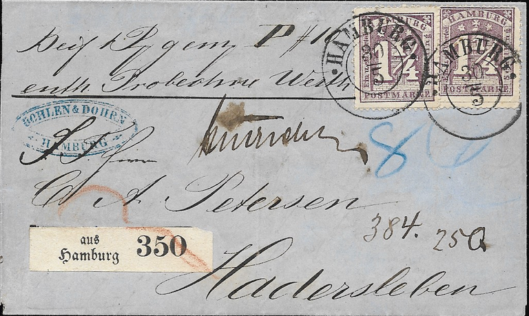 Mi.Nr. 12 II – 30.5.1865 Waagerechtes Paar auf Brief mit dem Stempel der Fahrpost