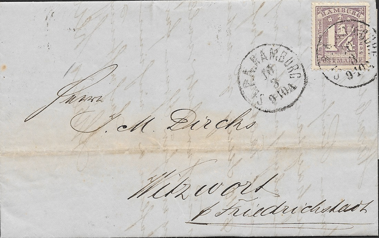 Mi.Nr. 12 II – 1866 ist der dänische Ringstempel verschwunden