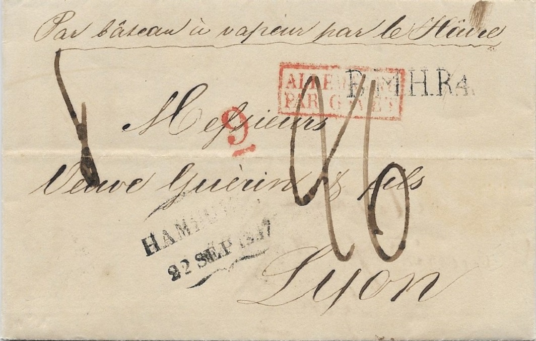 Der früheste Brief, den ich gefunden habe. Datum 22. September 1837 – da war dieser Schiffspostservice schon 2 Jahre in Betrieb… 