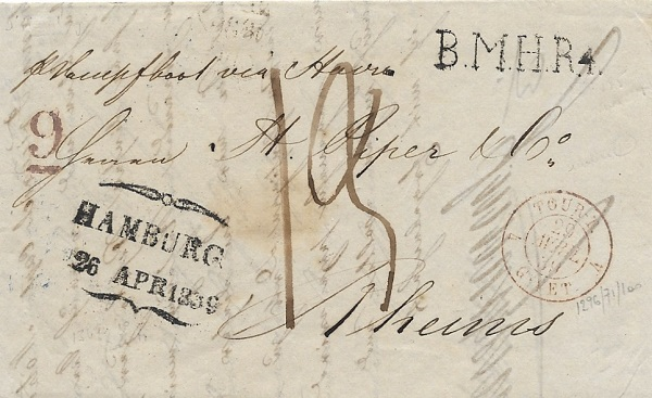 1839 – „Pr. Dampfboot via Havre“ 
