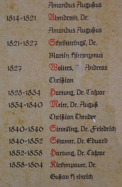 Dieser Auszug aus der Liste der Amtmänner von Ritzebüttel ist für unsere philatelistischen Betrachtungen bedeutend. Die komplette Liste finden Sie z.B. bei wikipedia