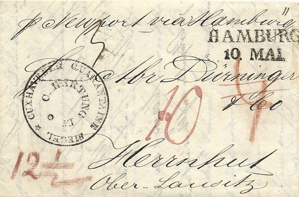 1828 Siegel C. Hartung auf Brief aus Philadelphia 
