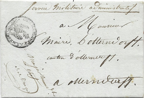 Armeestempel des Commandanten der Festung Cuxhaven. Brief vom 5.November 1813 – sehr spätes Datum