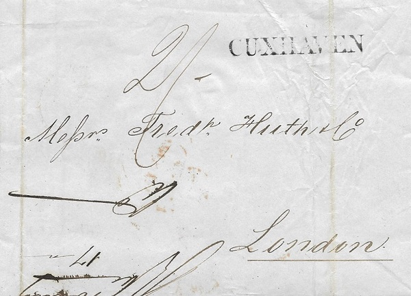 CUXHAVEN – einzeiliger Langstempel auf Brief aus dem Jahr 1841 