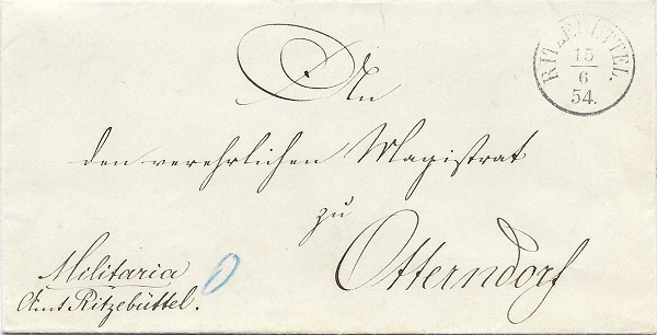 Einkreisstempel in schwarz – Juni 1854