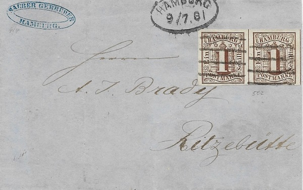 1861, waagerechtes Paar der 1 Schilling – nach Ritzebüttel 