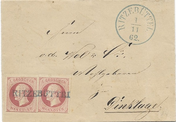 1862 Vorausentwertung auf zwei Werten 1 Gr.