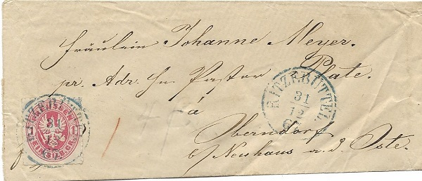 1867, 31.12. – LETZTTAG der preußischen Post 