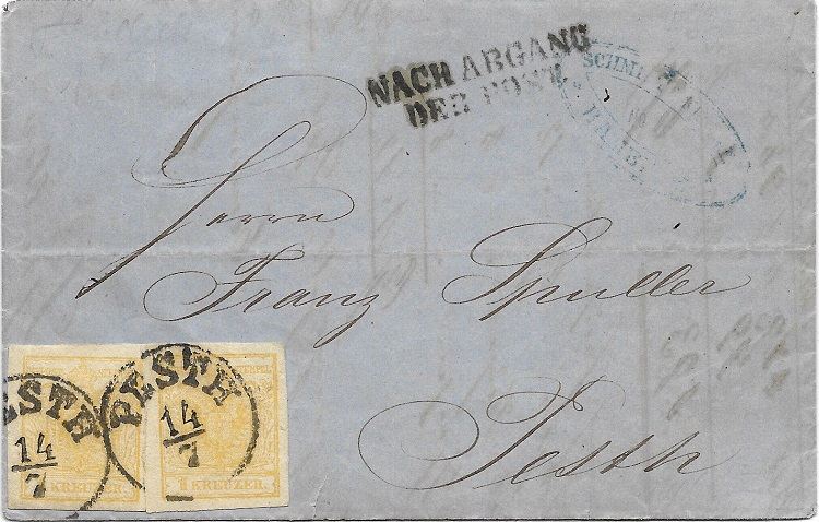 1856, der Forwarding Agent saß in PESTH und versandte die hamburger Drucksachen dort für die Ortsgebühr