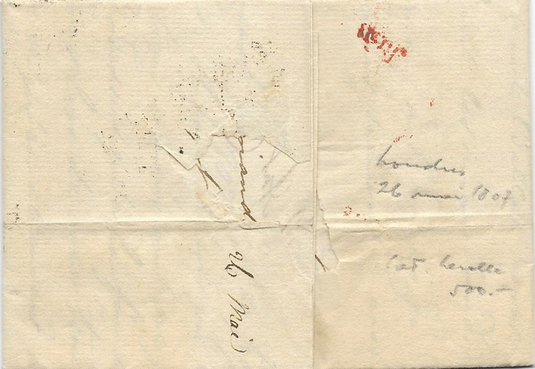 Keinerlei Herkunftsvermerke, auch nicht auf der Rückseite des Briefes. (Die Belistiftnotizen sind von einem späteren Besitzer des Briefes)