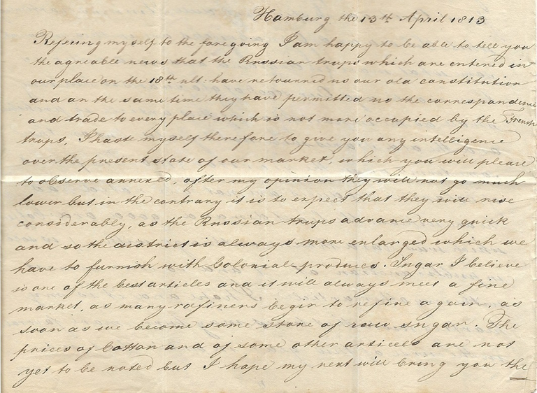 dann am 13.4. fast schon euphorisch: 'I am happy to be able to tell you the agreeable news that the Russian trups which are entered in our place the 18th alt have returned us our old constitution..'
