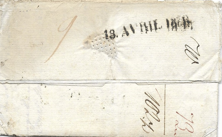über das Französische Postamt in Hamburg - Datums-L1 13 AVRIL 1809