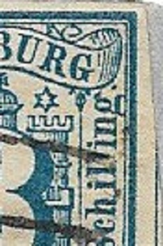Der Stempel geht zwar etwas drüber - aber der Plattenfehler ist deutlich sichtbar!