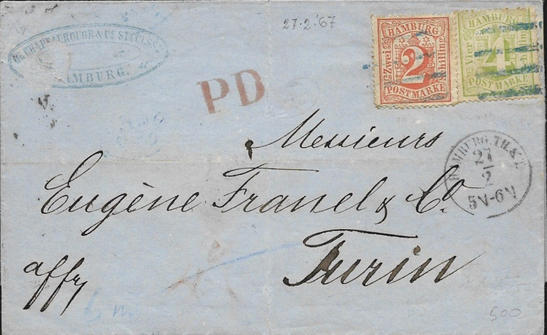6 Schilling - ebenso nach Italien durch die Thurn & Taxis`sche Post